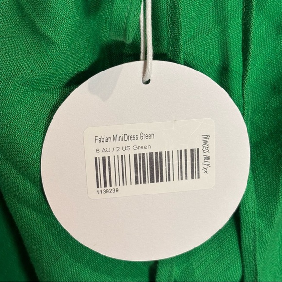 PRINCESS POLLY FABIAN MINI DRESS GREEN NWT Size 2 Linen Blend - Picture 7 of 9